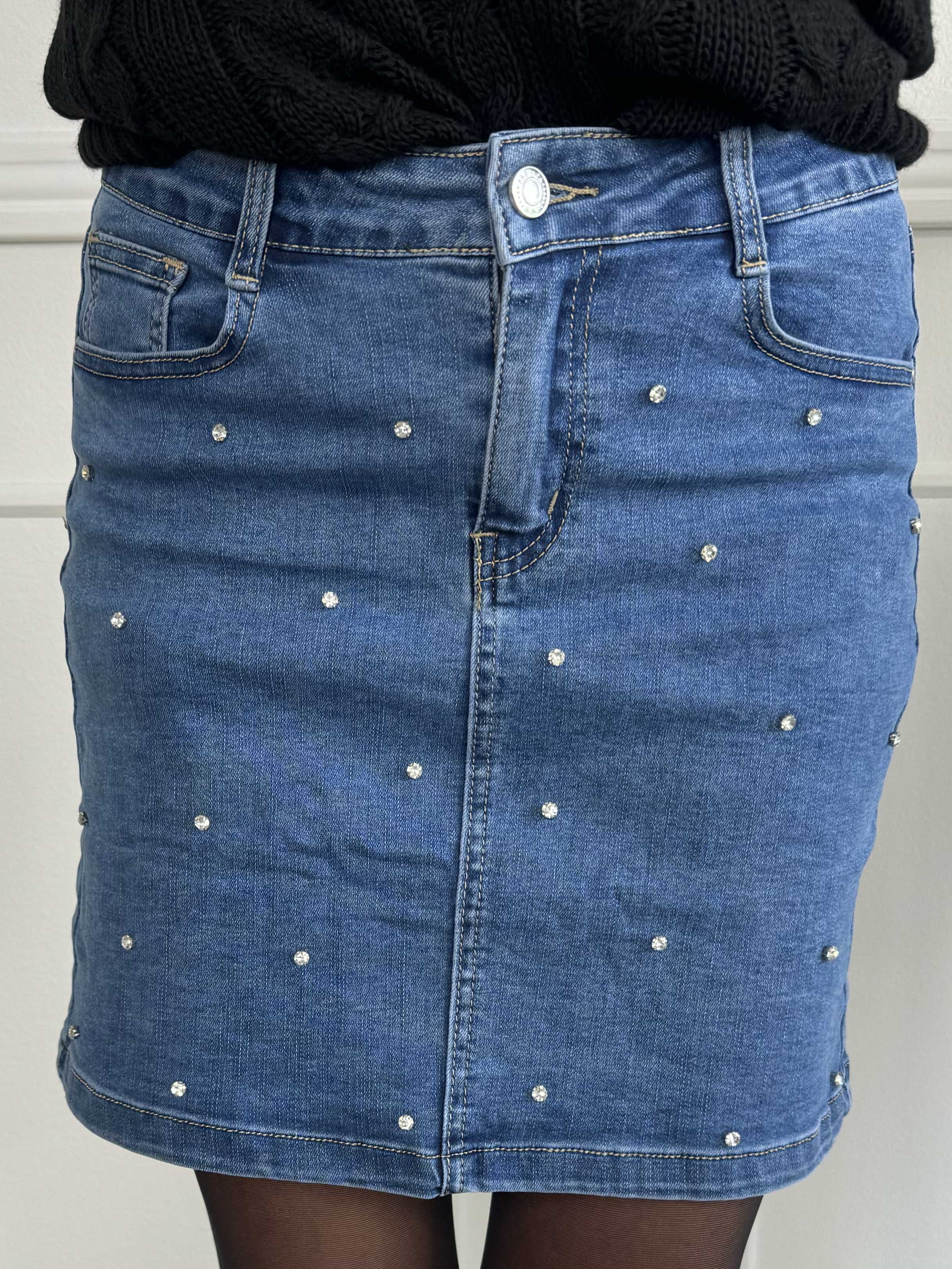 Angely - Sød denim nederdel med similisten